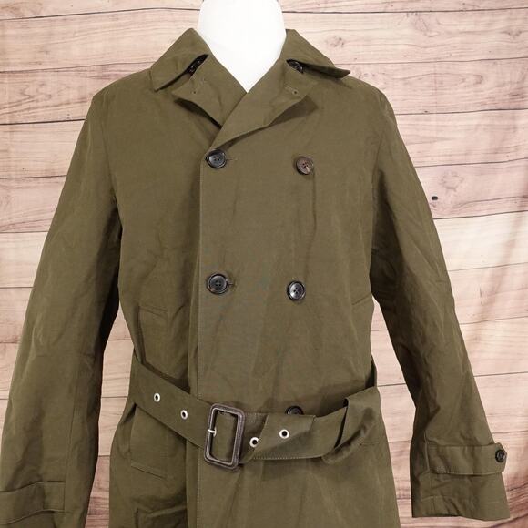 Suitsupply Trench Coat Mens 42 Olive Double Breasted Water Repellent J6371 - Picture 1 of 16